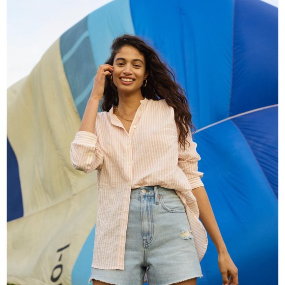 Madewell Tops - [NWT] Madewell Striped Banded Collar Tunic